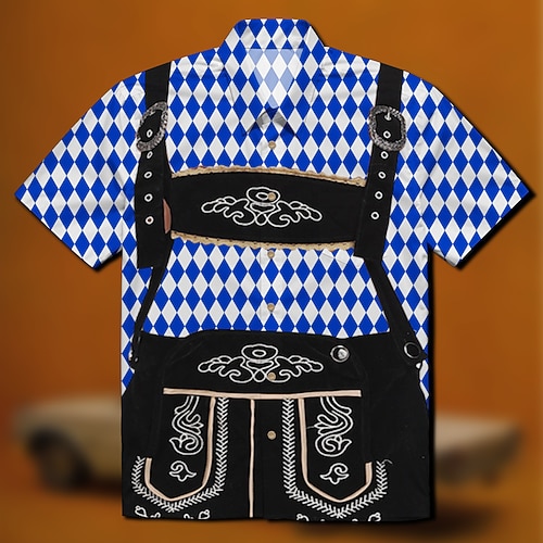 Hawaii-Hemden Aloha-Hemd Bayerisch München Deutsch alpin Grafik für Herren Erwachsene 3D-Druck für Karneval Oktoberfestbier Strand Urlaub Party Image