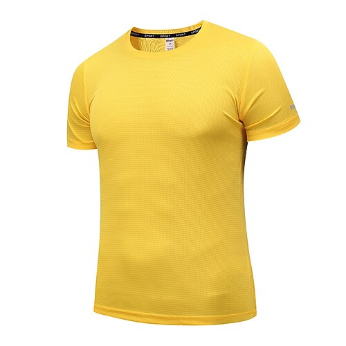 Herren Performance-Shirt Sport-T-Shirt Kurzarm Rundhalsausschnitt Oberteil Außen Schnelltrocknend Schweißableitend Geruchsneutralisierend Atmungsaktiv Sommer Polyester Schwarz Weiß Gelb Tennis Image