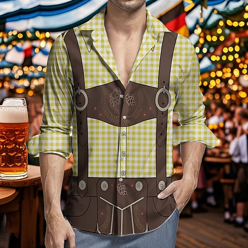 Hawaii-Hemden Aloha-Hemd Bayerisch München Deutsch Lässig Bayerisch Grafik für Herren Erwachsene 3D-Druck für Karneval Oktoberfestbier Urlaub Party Image