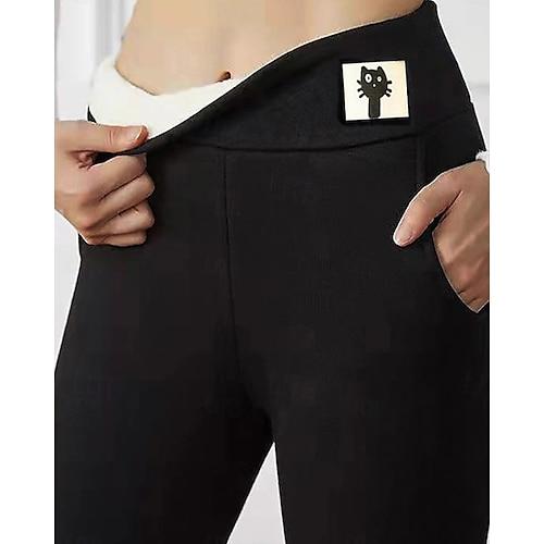 Damen Stoffhosen Leggings Streetwear Lässig Volle Länge Natürliche Taille Einfach Elastischer Bund Bequem Straße Alltagskleidung Wochenende Schwarz Winter Normale Passform
