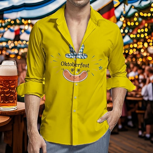Hawaii-Hemden Aloha-Hemd Bayerisch München Deutsch Lässig Bayerisch Grafik für Herren Erwachsene 3D-Druck für Karneval Oktoberfestbier Urlaub Party Image