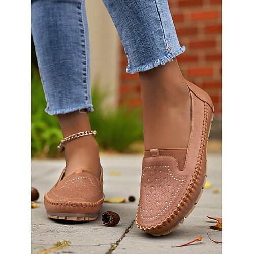 Bequeme Slipper für Damen – lässige Ballerinas aus weichem Leder mit Ziernähten für den Alltag, Reisen und Besorgungen Image