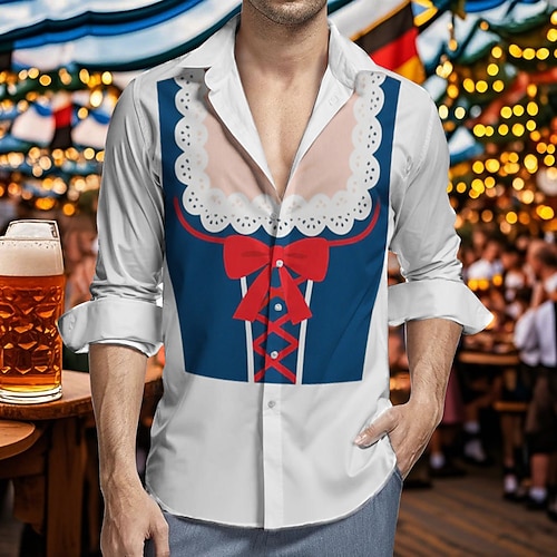 Hawaii-Hemden Aloha-Hemd Bayerisch München Deutsch Lässig Bayerisch Grafik für Herren Erwachsene 3D-Druck für Karneval Oktoberfestbier Urlaub Party Image