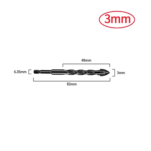3-12 mm Kreuzsechskant-Fliesenbohrer Universal-Bohrer-Kits für Wandbeton Glaskeramik-Lochöffner Metall-Dreieck-Bohrer-Set Image