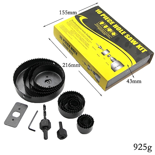 3-18-teiliges Holzbearbeitungs-Lochsägen-Set Bohrer aus Kohlenstoffstahl 19-127 mm Lochschneider-Set für Gipskartondecken-Holz-Lochsägen-Set Image