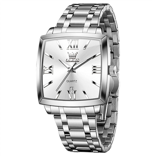 eine neue quadratische Herren-Business-Uhr von Olevs mit leuchtendem Kalender, wasserdichte, lässige Quarzuhr, modische und trendige Herren-Sportarmbanduhr Image