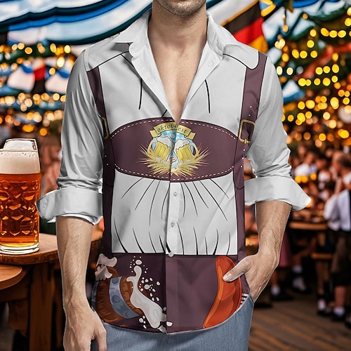 Hawaii-Hemden Aloha-Hemd Bayerisch München Deutsch Lässig Bayerisch Grafik für Herren Erwachsene 3D-Druck für Karneval Oktoberfestbier Urlaub Party Image