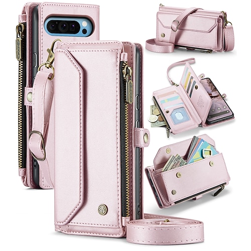 Handy Hülle Handyhüllen Für Google Pixel 9 Pro XL Pixel 8 Pro Pixel 8 Pixel 9 Brieftaschenhülle mit Trageriemen Mit Handgelenkschlaufe Ständer TPU PU-Leder Image