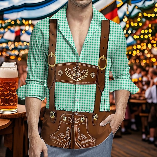 Hawaii-Hemden Aloha-Hemd Bayerisch München Deutsch Lässig Bayerisch Grafik für Herren Erwachsene 3D-Druck für Karneval Oktoberfestbier Urlaub Party Image
