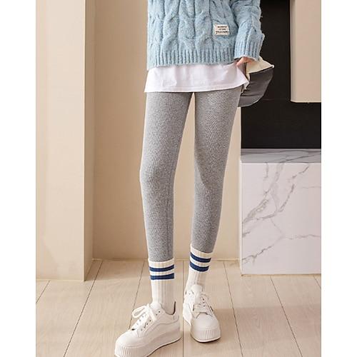 Damen Stoffhosen Leggings Streetwear Lässig Volle Länge Natürliche Taille Einfach Elastischer Bund Bequem Outdoor Urlaub Ferien Dunkelgrau Schwarz Hellgrau Winter Normale Passform