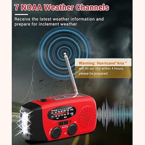 Notfallradio 276 FM/CD/TTY – 7-Tage-AM/NOAA-Wettervorhersage, 4 Stunden Laufzeit, Dualband (VHF/UHF), mit 18650 Lithiumbatterie, tragbares Handradio für Camping, Wandern, Notfallvorsorge