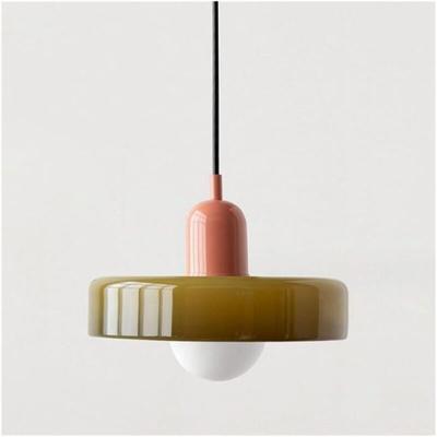 XVX - Bunte Deckenleuchte Mid Century Pendelleuchte mit Glasschirm Vintage Pendelbeleuchtung Eisen Image