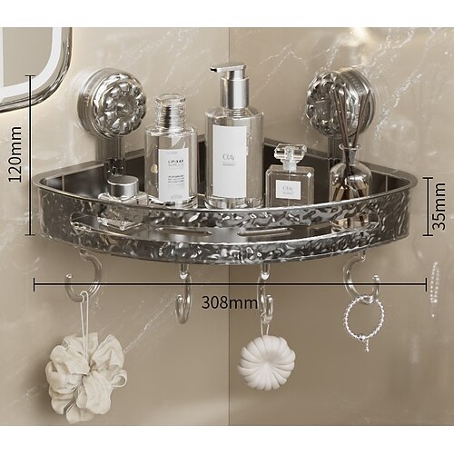 Étagère de rangement de luxe légère et sans perforation, étagère d'angle à ventouse, organisateur triangulaire de salle de bain, support mural sans perçage pour lavabo, pour articles de toilette et