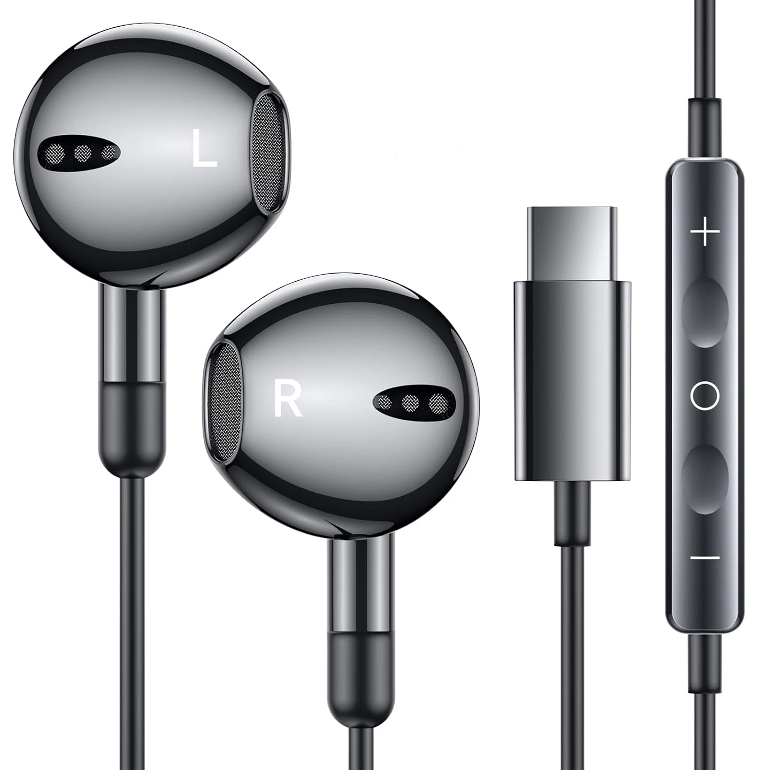 Cuffie cablate USB tipo C da 3,5 mm con controllo del volume del microfono Auricolari cablati Auricolari bassi Cuffie intrauricolari Cuffie sportive