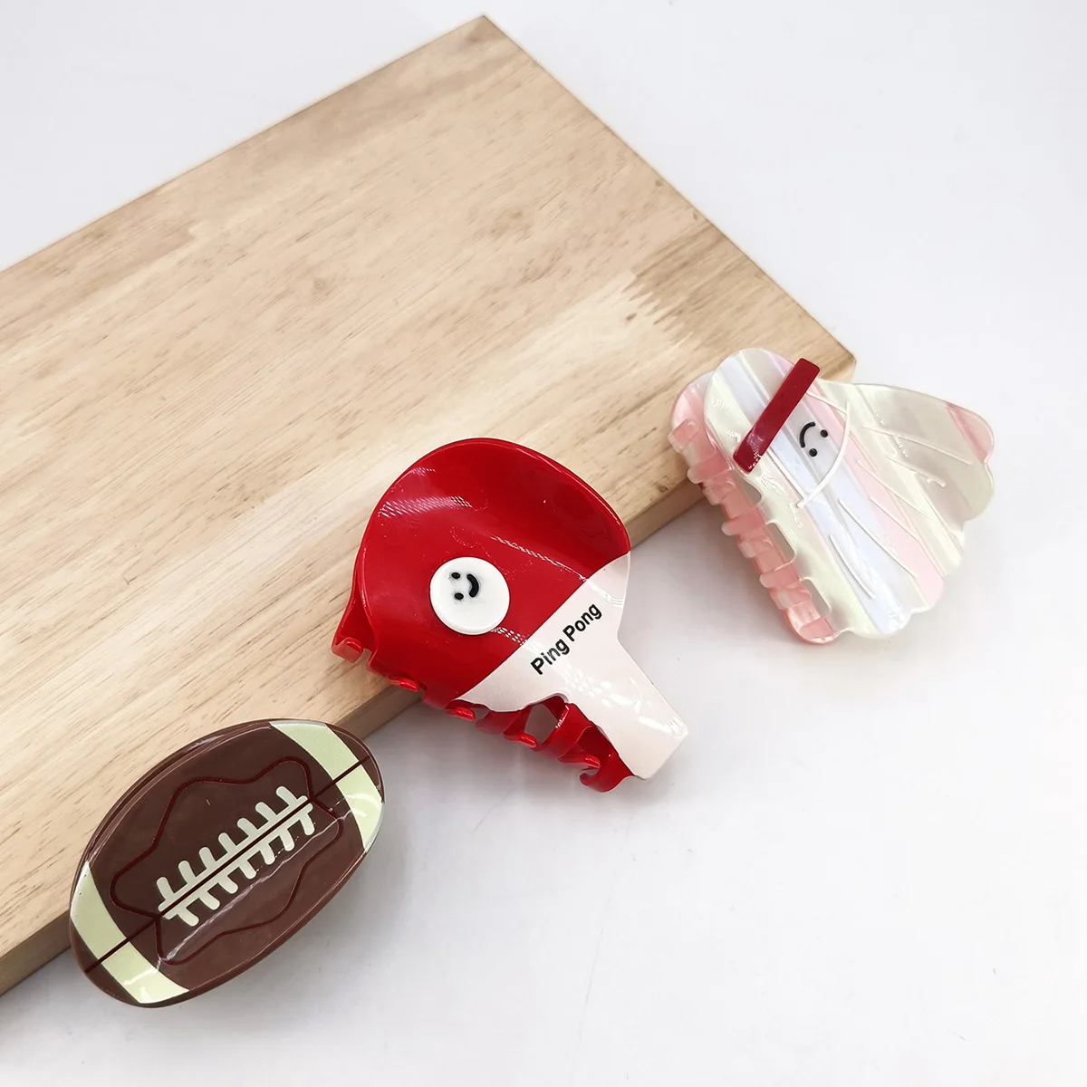 Frau Rugby Tischtennis Schläger Haar Klaue Klaue Clip Sport Stil Haar Clips Shark Clip Kreative Mädchen Kopfbedeckung Haar Zubehör Image