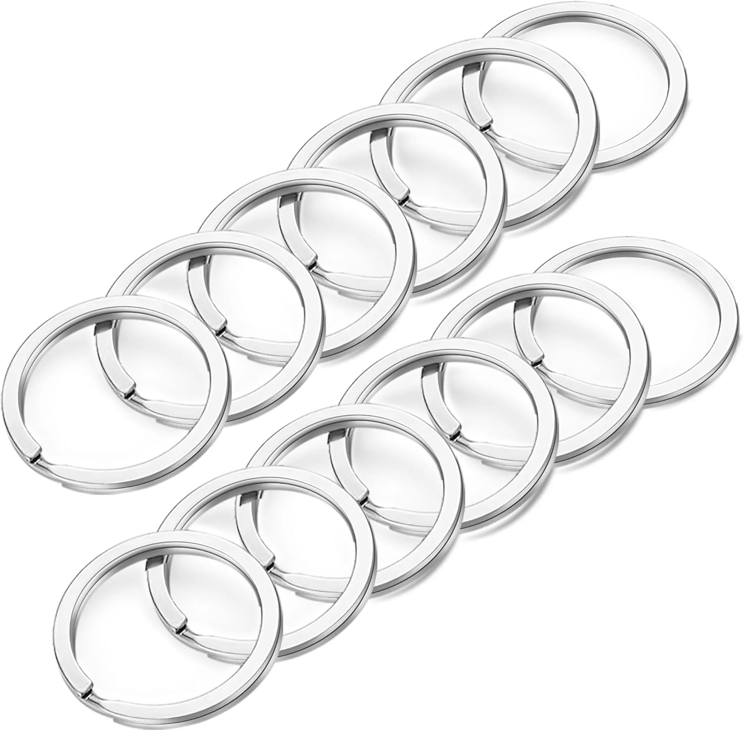 Flache, hochglänzende, galvanisierte Metall-Schlüsselanhänger, Splitringe, Schlüsselringe und Schlüsselanhänger für Bastelarbeiten und Dekorationen. Image