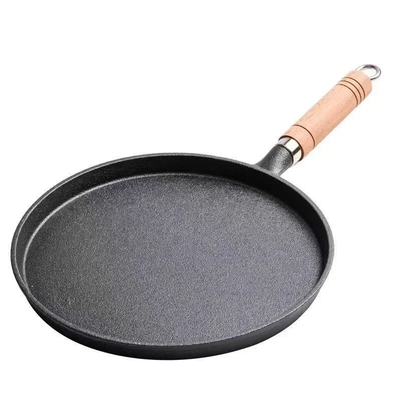 26 cm Gusseisen-Bratpfanne, unbeschichtet, antihaftbeschichtet, für Eier, Pfannkuchen, Crepe-Maker, Steak-Brattopf, Gas-Induktionsherd, Küchenkochgeschirr Image