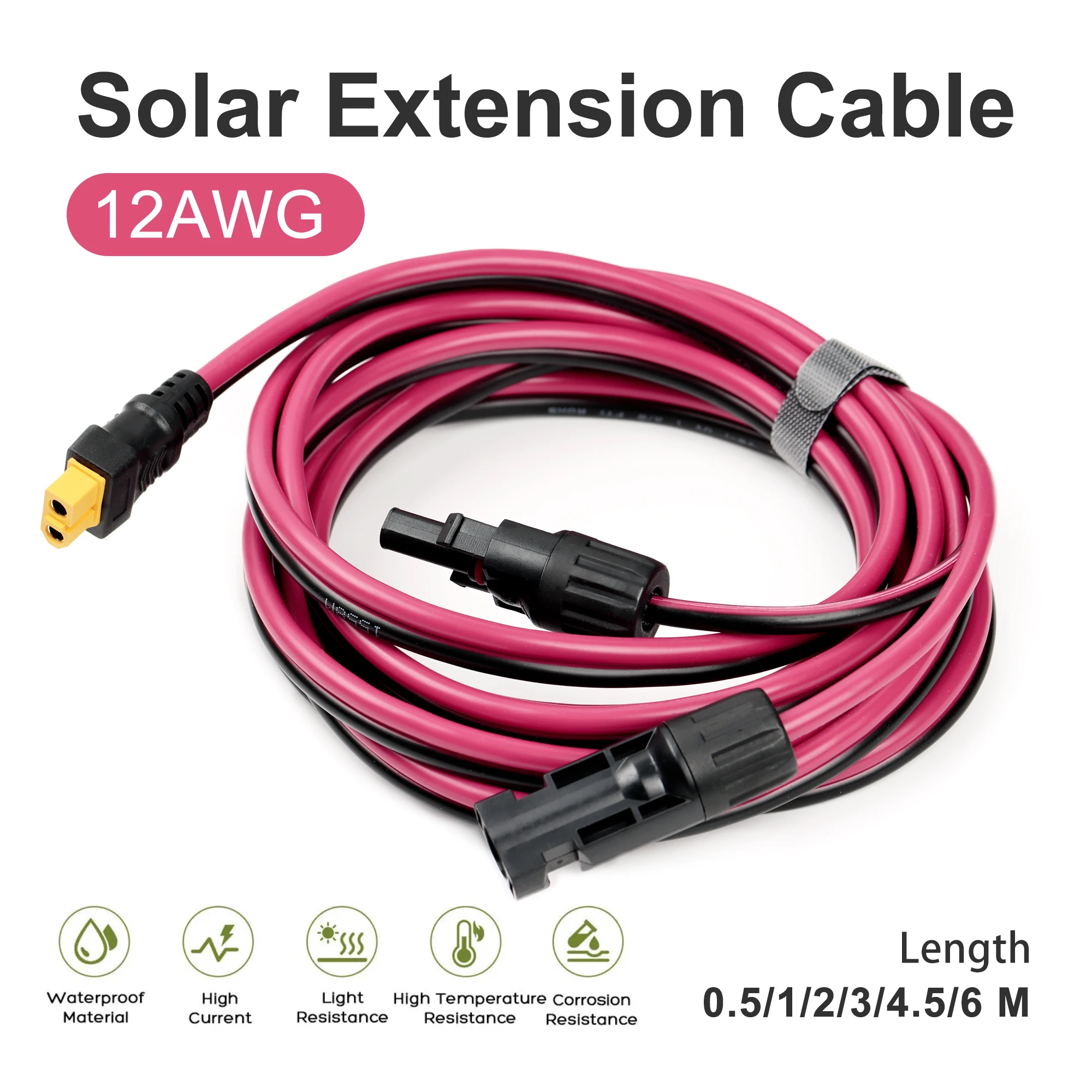 XT60-Buchse auf Solarpanel-Anschluss, 12 AWG, Netzkabel, Energiespeicher, Ladekabel, Photovoltaik-Zellen, Zubehör für Solarsysteme Image