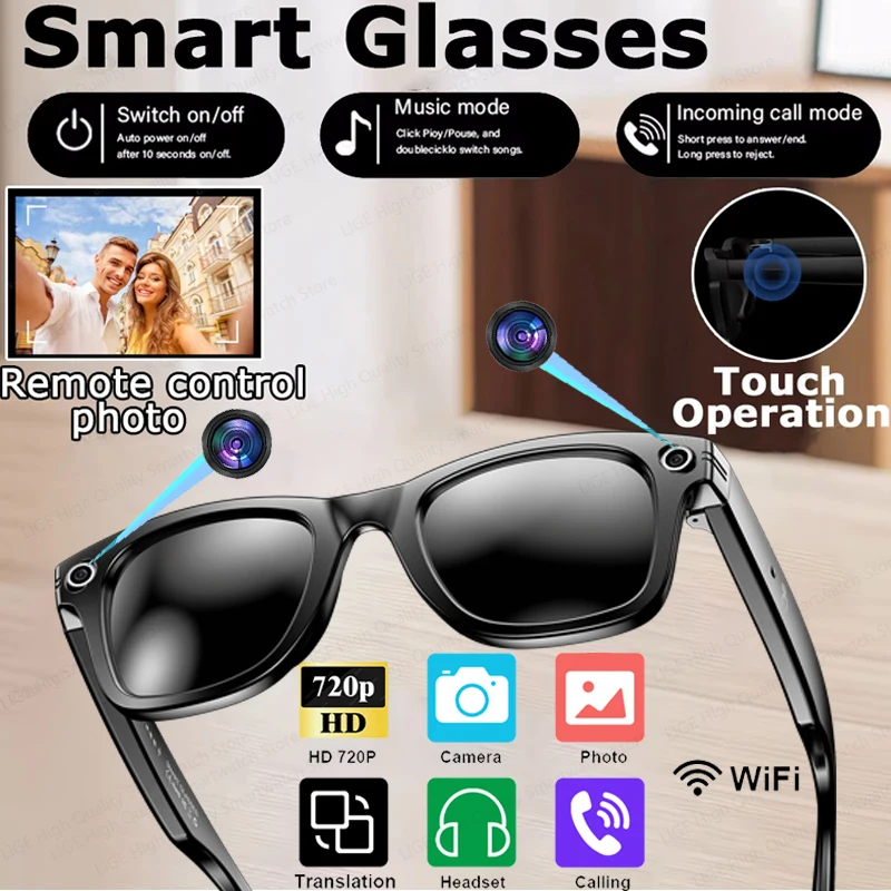 HD-Videoaufzeichnung, intelligente Brille, Videoaufzeichnung, Ai, Fotoerkennung, Antwort, Übersetzung, wasserdichte Bluetooth-Brille Image