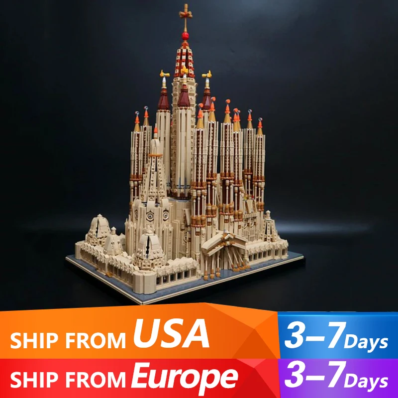 10045PCS MOC Barcelona Sagrada Familia Katholische Kirche Modell Bausteine Desktop Dekoration Kreative Montage Spielzeug Kind Geschenk Image