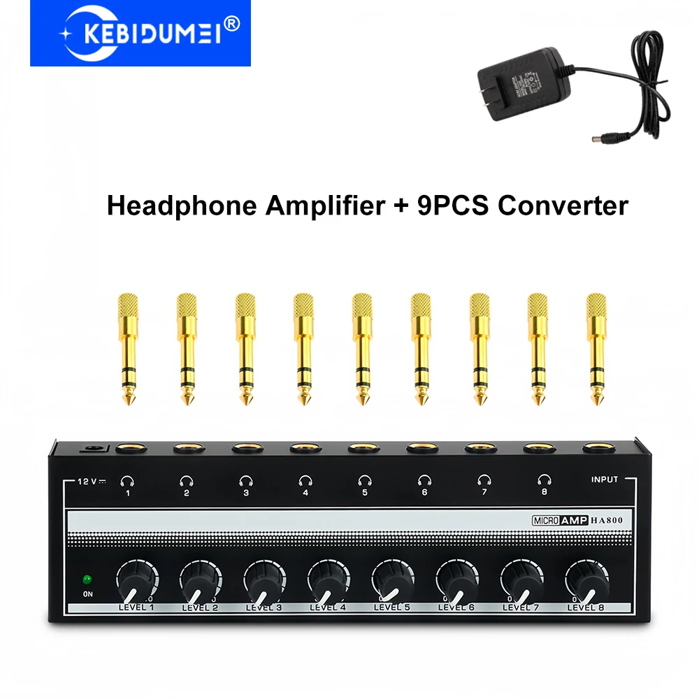 Kopfhörerverstärker, 8 Kanäle, Stereo-Audioverstärker, AMP, ultrakompakter tragbarer Mini-Verstärker mit Drehknopf, 6,35-mm-Klinke Image