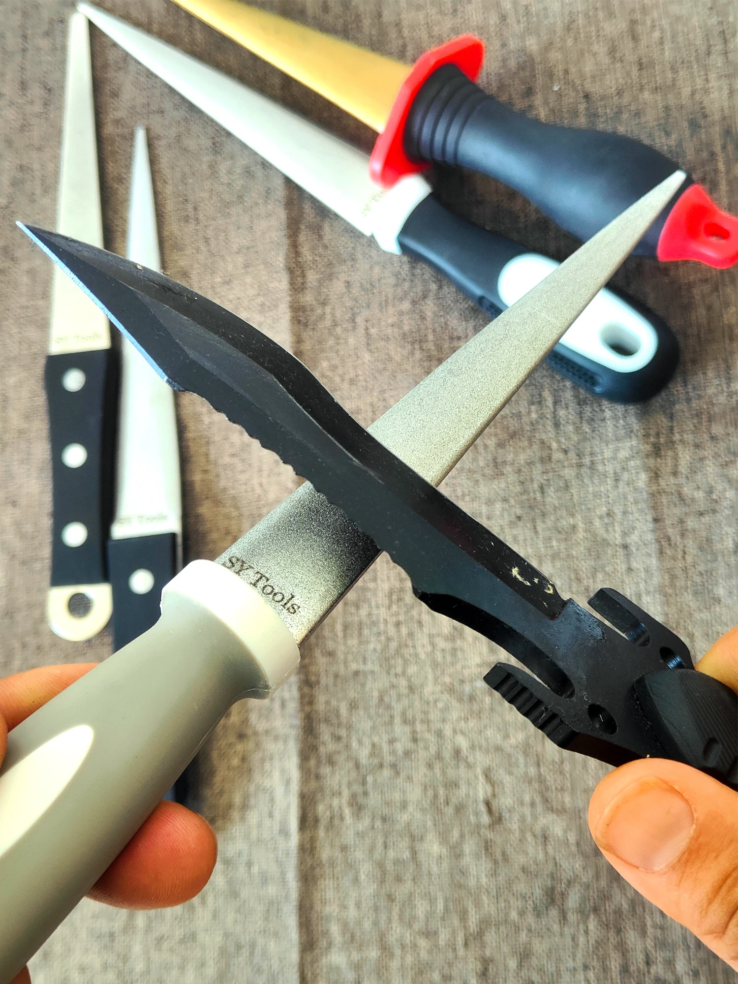 Diamant-Schleifstein mit einem Stein und zwei Vögeln, doppelseitiges flaches und gebogenes Design, leicht zu greifender Griff, Messerschärfer Image