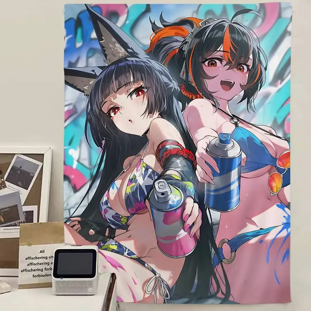 Anime Spiel C-Camellya Wuthering W-wellen Tapisserie Zimmer Dekor Wand Tuch Party Hängen Hintergrund Zimmer Dekor Sexy mädchen wand decora Image