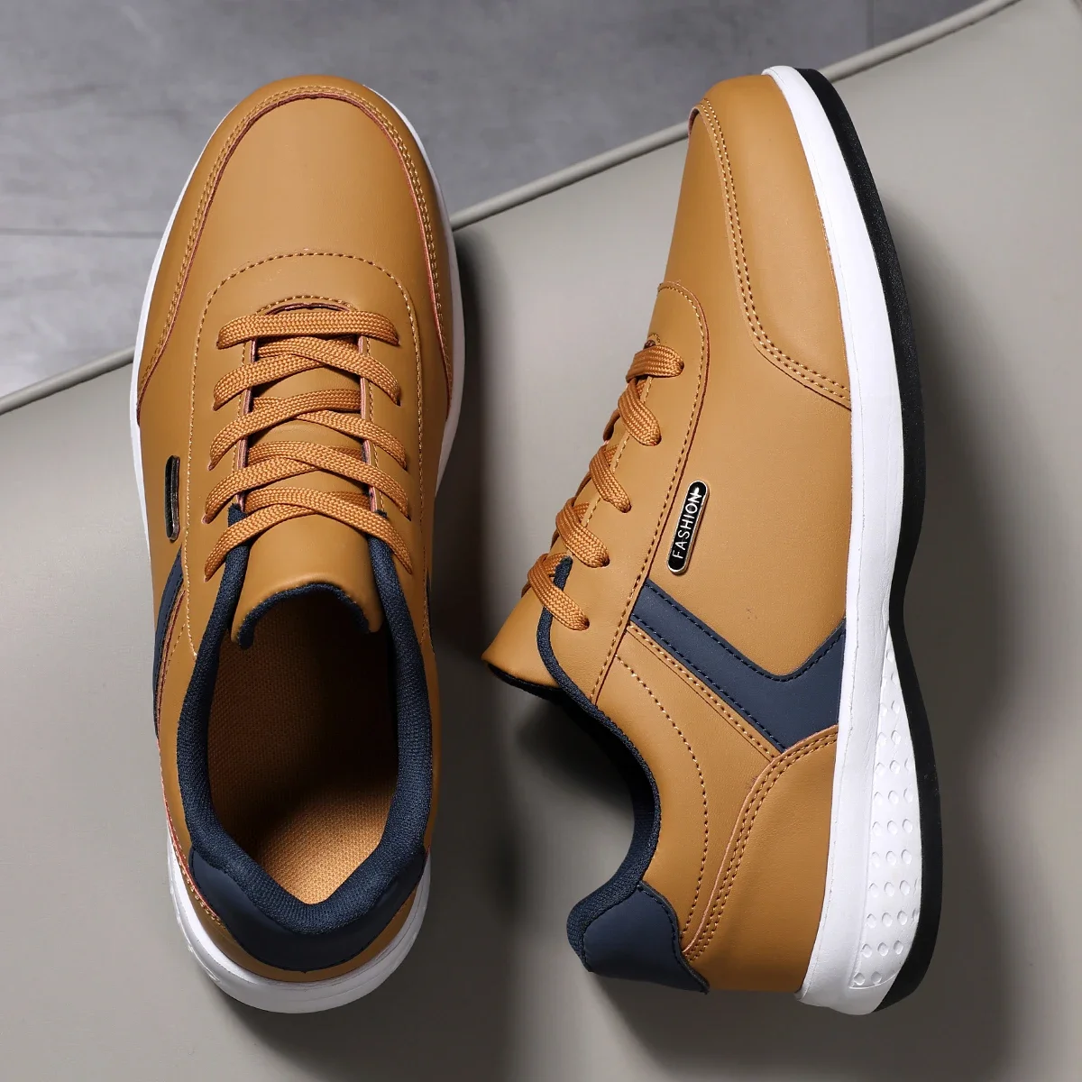 Herren-Laufschuhe 2025, Herbst, stoßdämpfende Sportschuhe, Übergröße, gelbe, flache, leichte, lässige Wanderschuhe