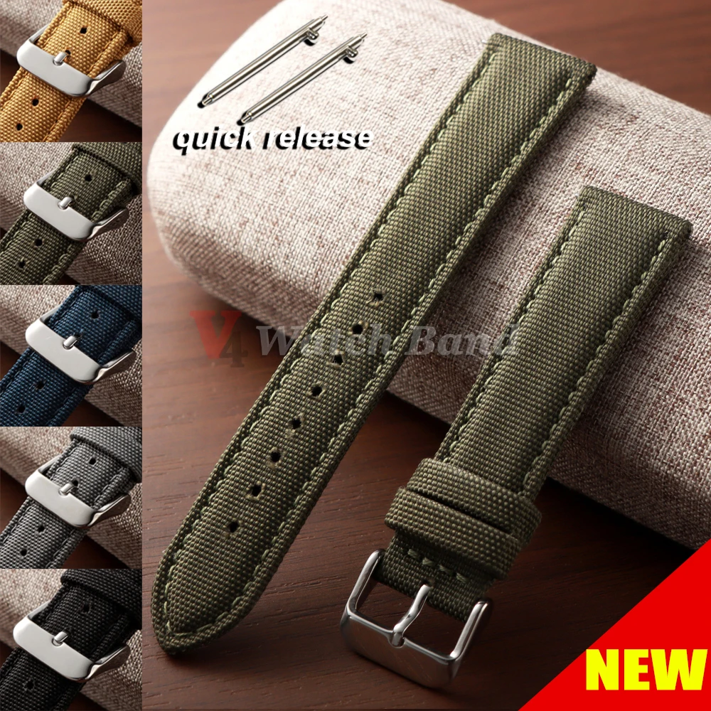 Segeltucharmband für Omega Echtes Segeltuch-Uhrenarmband Premium zweiseitiges Nylon-Schnellverschlussarmband 20 mm 22 mm Sportarmband Image