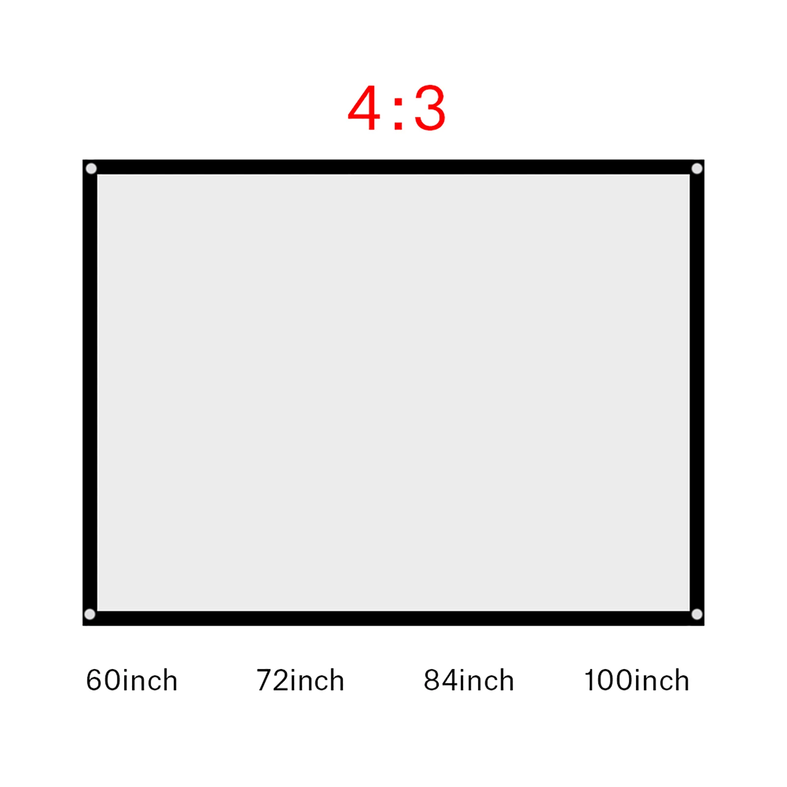 Tragbare faltbare Diagonale 60–100 Zoll knitterfreie 4:3 weiße Projektor-Vorhang-Bildschirm, blendfrei, ohne Bohren, Heimkino, Büro Image