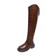 Chelsea Boots Women's Platform Winter Boots Women's Lined Elegant Combat Boots with Zip Round Toe Motorcycle Boots Short Shaft Leather Boots Non-Slip Ankle Boots for Winter, brown, 9 UK