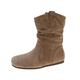 Ankle Boots Women's Autumn Without Heel Suede Boots Women's Flat Winter Boots Short Shaft Cowboy Boots Round Toe Slip-On Boots Soft Comfortable Women's Boots Calf High Western Boots, beige, 7 UK