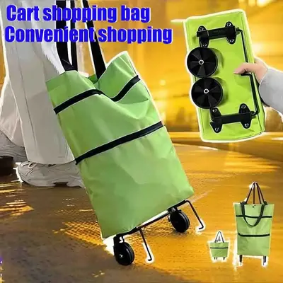 1-2PCS Portable Grocery Cart Foldable Shopping Cart Lightweight Cart With Wheels Household High-Capacity Delivery Shopping Bag