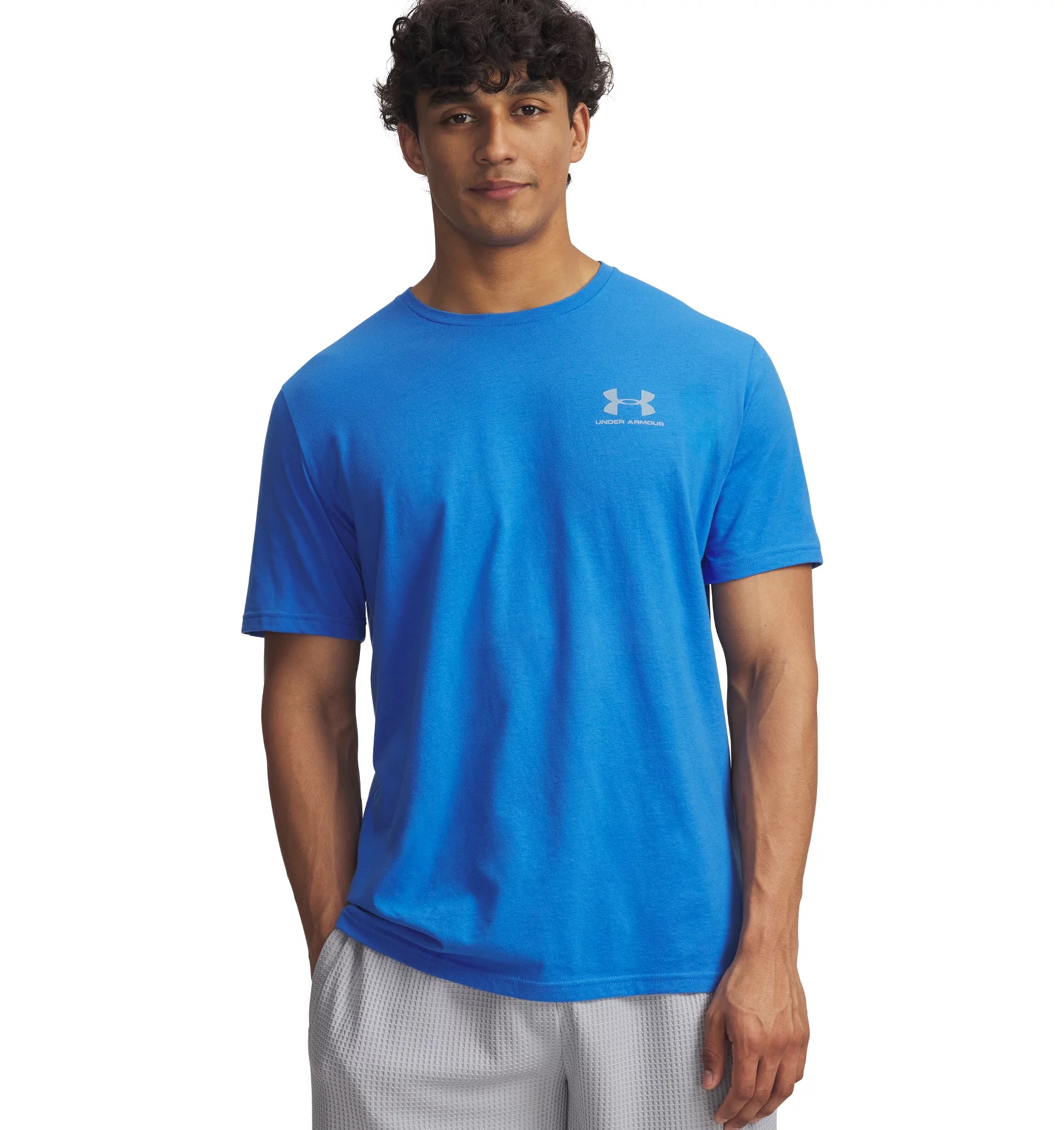 T-Shirt UNDER ARMOUR "UA M SPORTSTYLE LC SS", Damen, Gr. M, blau (blau atlantis,, blau calm), Obermaterial: 60% Baumwolle, 40% Polyester, normal, Rundhals, Shirts T-Shirt, Kurzarm, für sportliche Aktivitäten und Freizeit, Rundhalsausschnitt