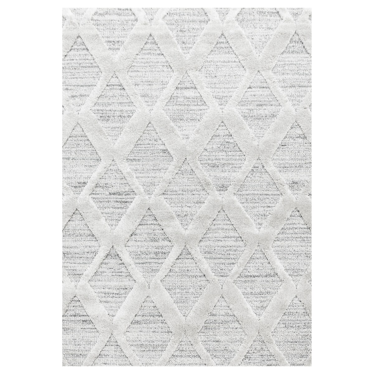 Teppich Hochflor Hoch-Tief Boho-Muster Polypropylen Wohnzimmer Grau Rechteckig 120x170 | Kadima Design Image