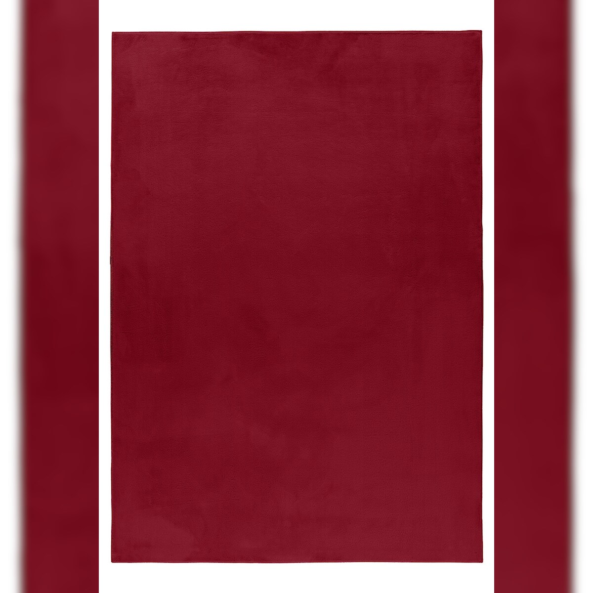 Teppich Kurzflor Uni-Look Polyester Wohnzimmer waschbar Rot Läufer 80x150 | Kadima Design Image