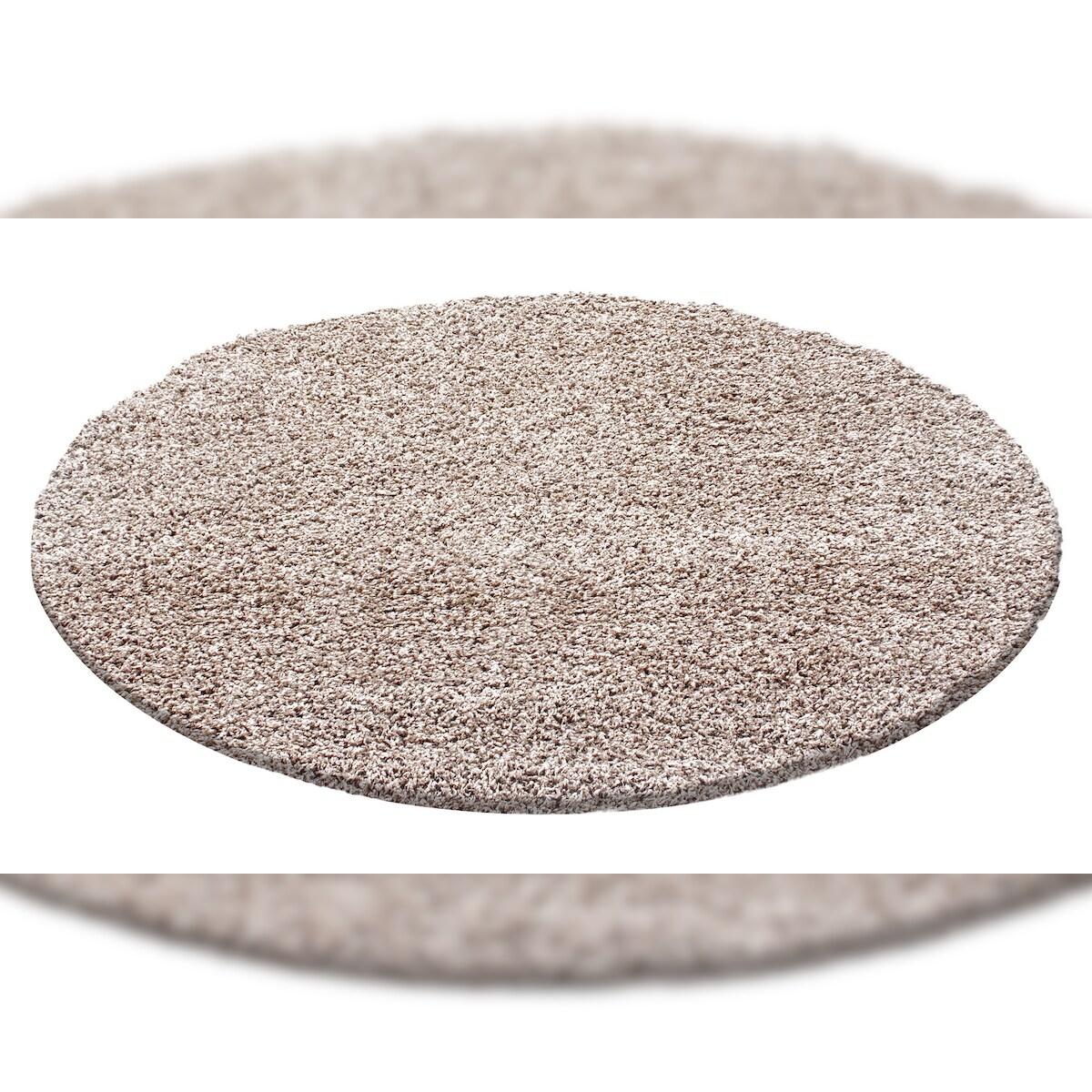 Teppich Hochflor Unifarben Polypropylen Wohnzimmer Shaggy Beige Rund 160x160 | Kadima Design Image
