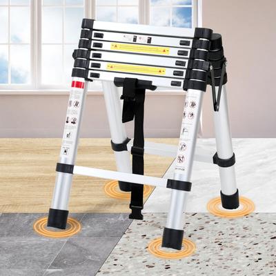 SWANEW Teleskopleiter Ausziehleiter Klappleiter 1.4m+1.7m Stabil Anlegeleiter Aluminium Stehleiter Image