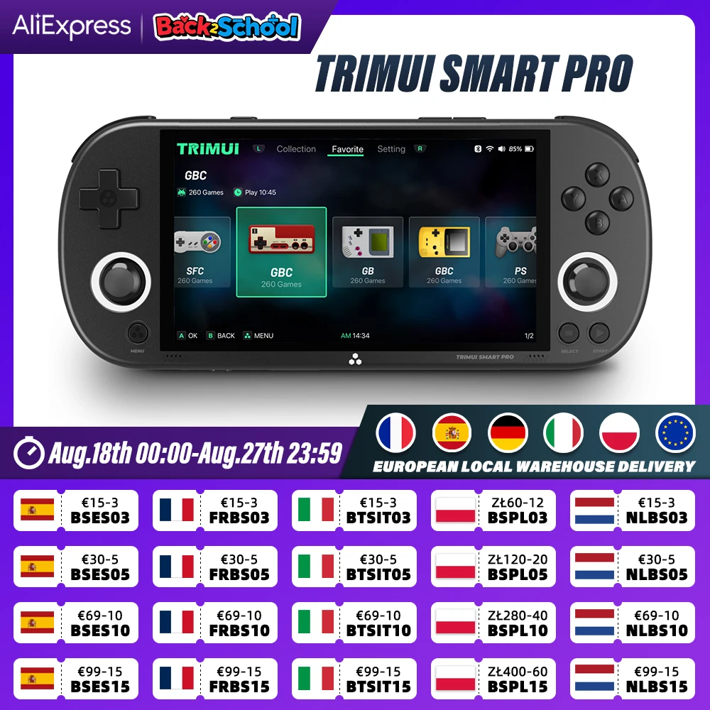 Trimui Smart Pro Console de jeu portable 4.96 ''écran IPS système Linux Joystick éclairage rvb Trimui rétro Console de jeu vidéo cadeau