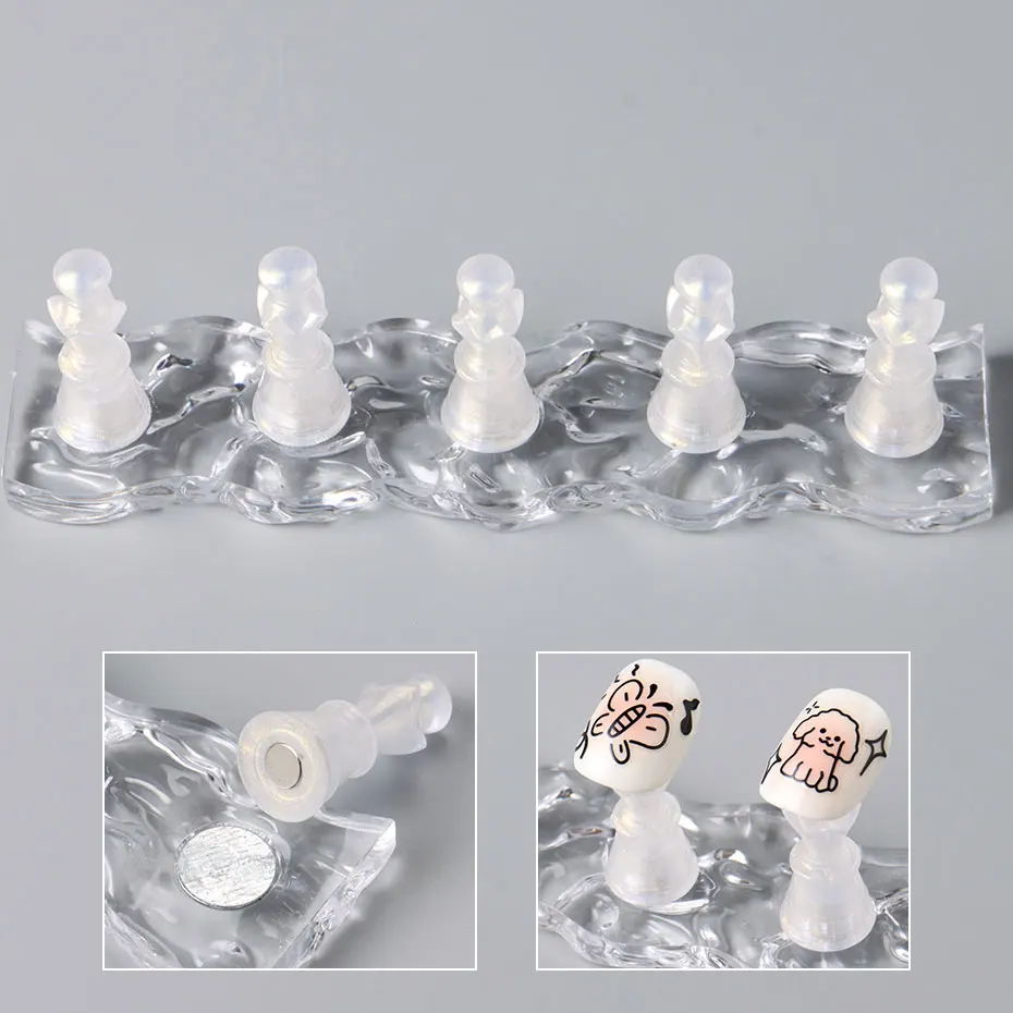 Aurora Chess Borad Magnetischer Nail Art Displayständer Harz Show Nagelhalter Praxis Gelpoliermittel Nagelspitzen Zeigt Regale Werkzeuge Image