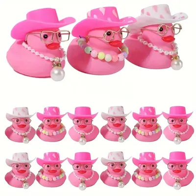 24/48 Set Valentine Rubber Duck Bulk Mini Car Yellow Duckies Toys Party Favor Car Ornaments for Summer Birthday Swimming Suppli