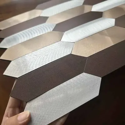 4 teile/los Mosaik Wand Fliesen Schälen Und Aufkleben Selbstklebende Wasserdichte Aluminium verbund raute Küche Bad Fliesen Backsplash 91 Image