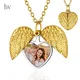 Collana con medaglione a forma di cuore con foto personalizzata per donna Collana con medaglione con ali d'angelo con foto personalizzate Regalo di gioielli con nome di testo personalizzato