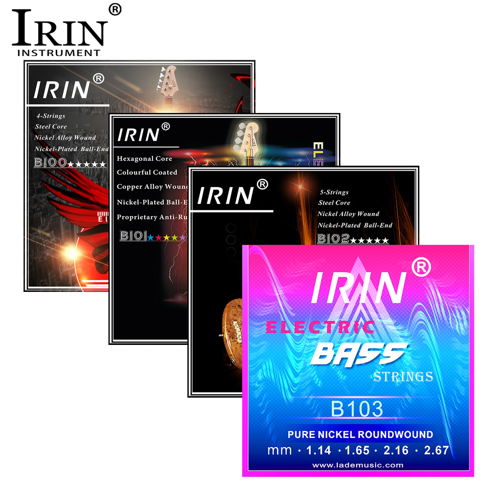 IRIN 4/5 Saiten Bassgitarrensaiten Stahlkern Nickel-Kupfer-Legierung umsponnen E-Bass-Saiten Gitarrenteile und Zubehör Image