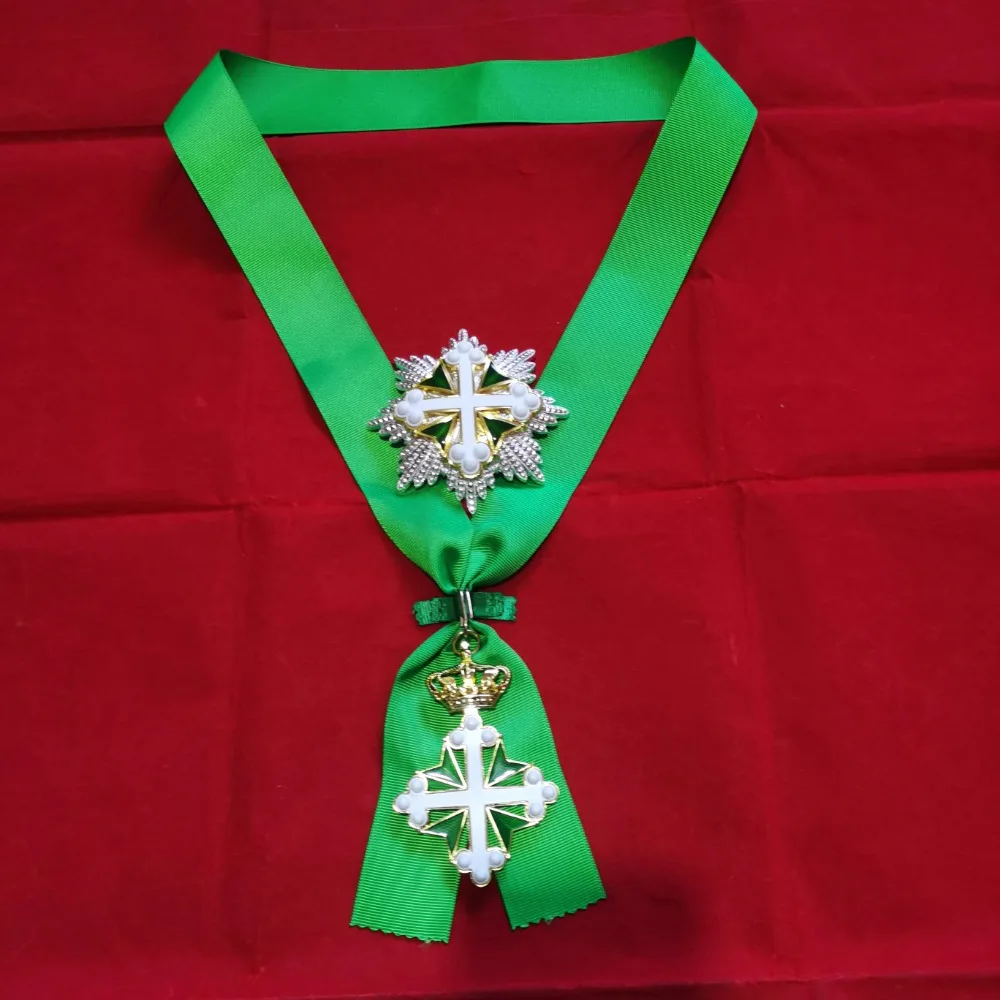 Weißes Kreuz, grüne Bandmedaille von Saint Maurice, Italien, Gedenkmedaille der osmanischen Preußischen und österreichischen Jungtier Image