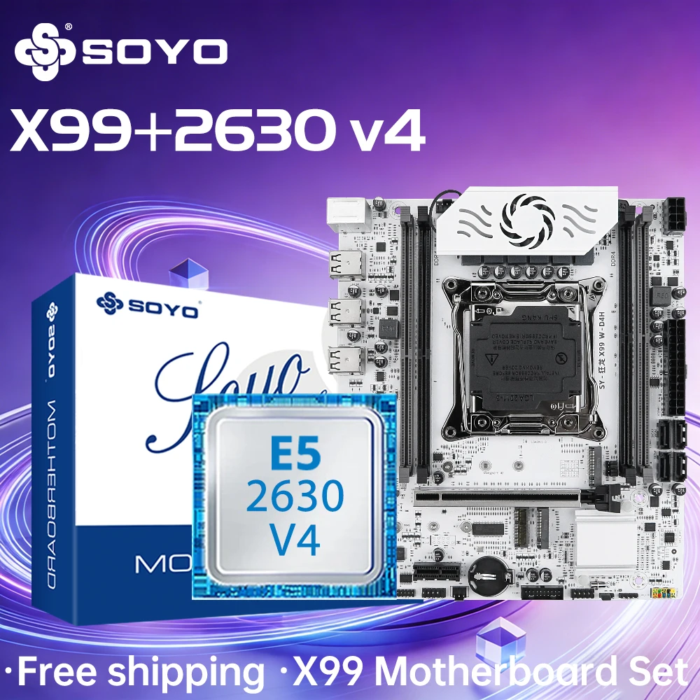 SOYO X99 Motherboard LGA 2011-3 Set Kit Xeon E5 2630 V4 CPU DDR4 REG ECC RAM Speicher M.2 NAME Für Computer-Mainboard