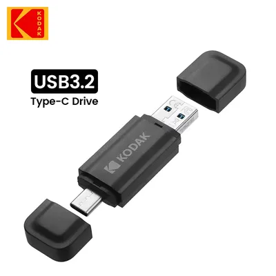 KODAK USB-Flash-Laufwerk 32 GB Typ C-Flash-Laufwerk 64 GB USB3.2 Pendrive 128 GB High Speed 256 GB Dual Memory Stick für Smartphone Image