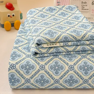 "100% Cotton Thickened Bed Sheet Plant Flowers Printed Single Double Top King Sheets Pure Cotton Single Size Kids Bed Linen "