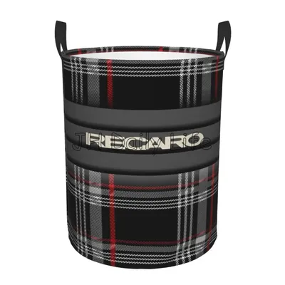 Recaros Logo Print Laundry Basket Foldable Clothes Hamper for Nursery Kids Toys Storage Bin Large Capacity Circular Hamper