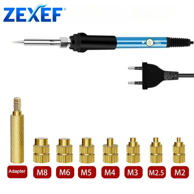 ZEXEF Heat Set Einsatz Lötkolben Spitzenkopf M2 M2,5 M3 M4 M5 M6 M8 Hot Melt Einsätze Mutter Messing eingebettetes Gewindeeinsetzen Kit Image